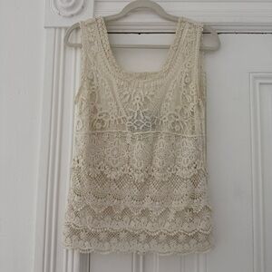 🦊 Meghan LA Ivory Lace Tank Top